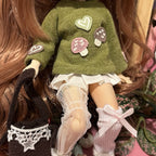 OOAK Blythe Doll Mushroom Outfit, Sweater/Bag/Skirt Set For 12 Inch Doll
