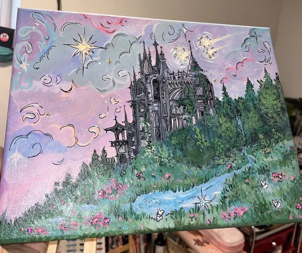 12x9 Whimsical Art, Original Piece, Acrylic/Stretch Canvas, By Rabbit Paw Studio