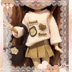 OOAK Blythe Doll Sweet Bear Outfit, Sweater/Bag/Skirt Set For 12 Inch Doll