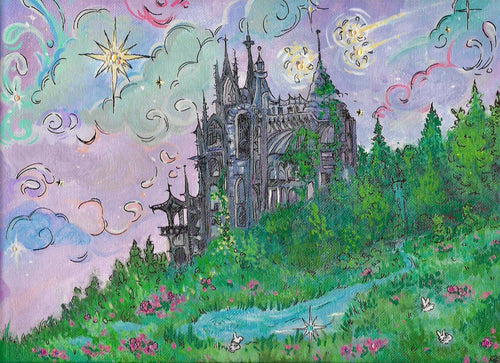 12x9 Whimsical Art, Original Piece, Acrylic/Stretch Canvas, By Rabbit Paw Studio