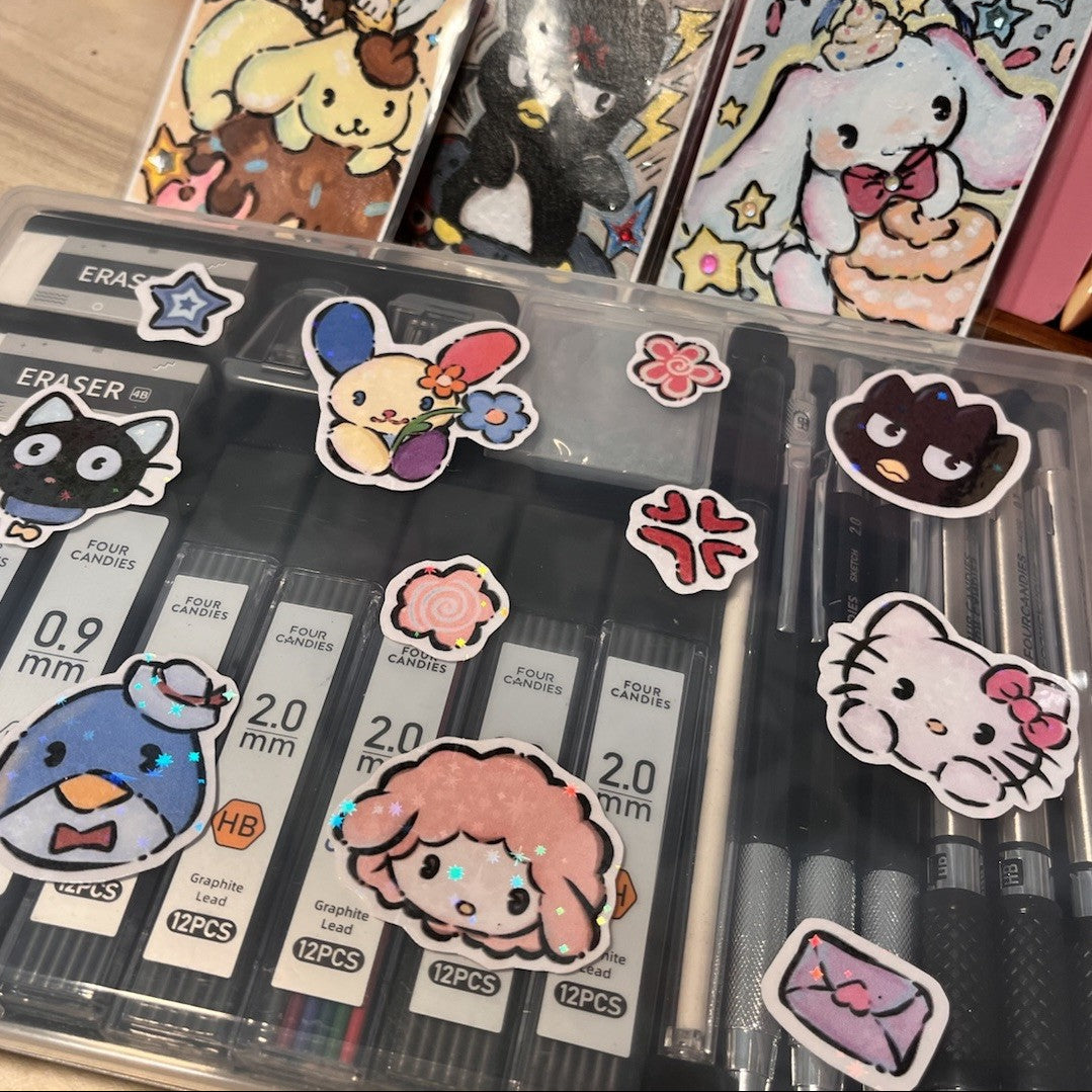 Sanrio Sticker Pack 02 Sparkling Laminate Handmade Stickers By Rabbit Paw Studio