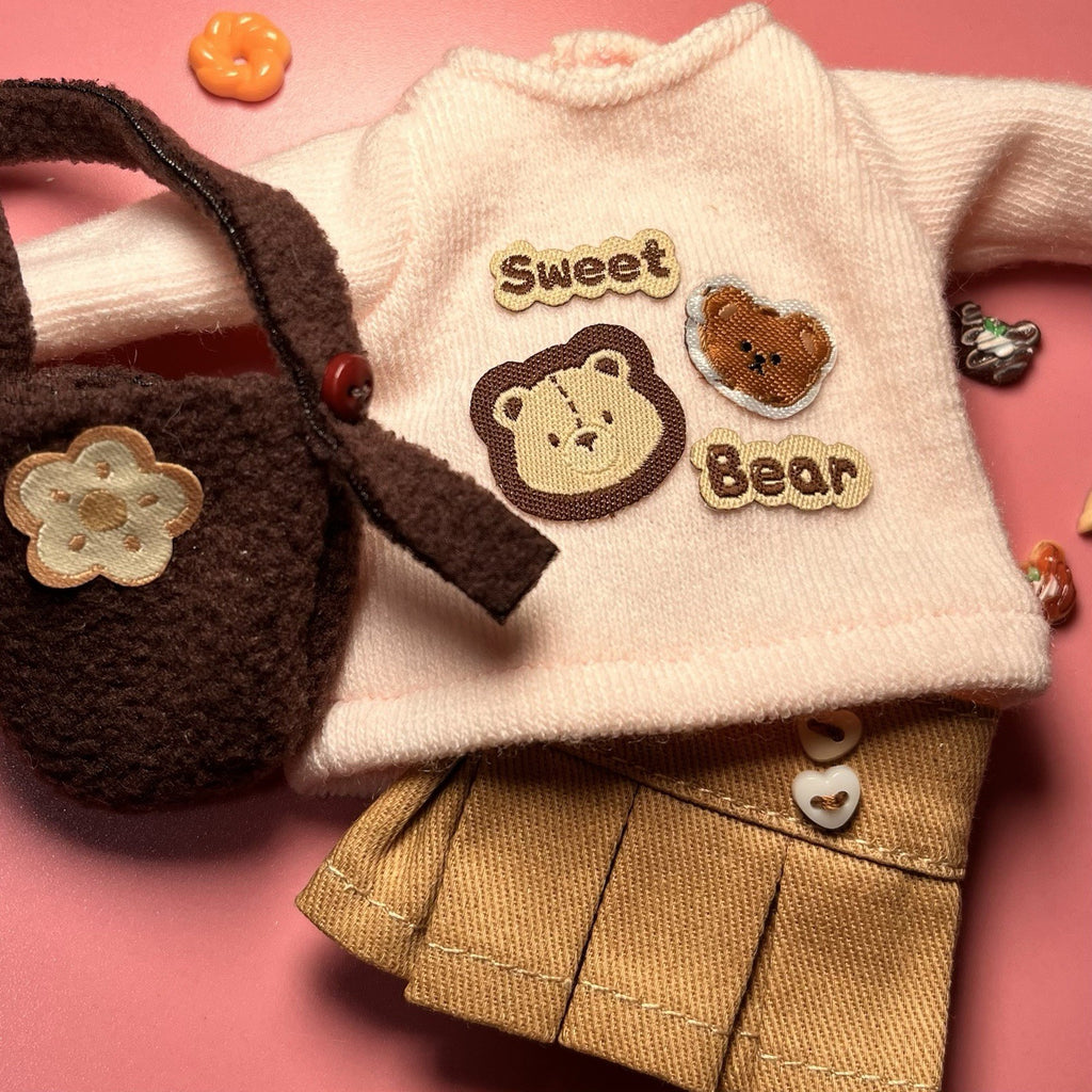 OOAK Blythe Doll Sweet Bear Outfit, Sweater/Bag/Skirt Set For 12 Inch Doll
