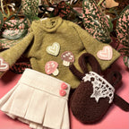 OOAK Blythe Doll Mushroom Outfit, Sweater/Bag/Skirt Set For 12 Inch Doll