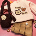 OOAK Blythe Doll Sweet Bear Outfit, Sweater/Bag/Skirt Set For 12 Inch Doll